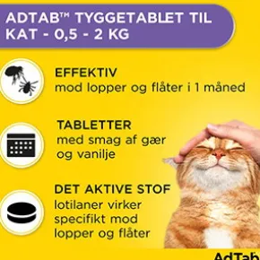 AdTab til katte, 0.5-2 kg, 3 stk - Loppemiddel
