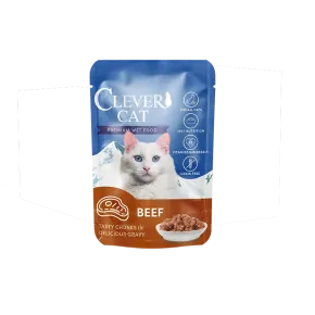 Clever Cat Pouches, Beef, 12-Pack