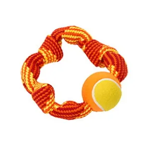 Colour Squeak Rope Circle w/Tennisball, 20 cm