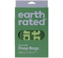 Earth Rated hundeposer med håndtag, Lavendel, 120 stk