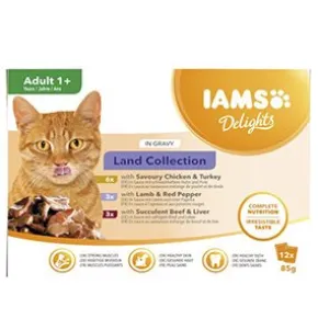 Iams Cat Delights in Gravy Multipack Land Collection, 12x85g