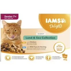 Iams Cat Delights in Gravy Senior Land & Sea Collection, 12x85g