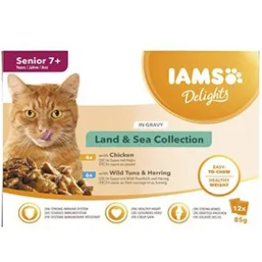 Iams Cat Delights in Gravy Senior Land & Sea Collection, 12x85g