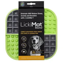 LickiMat Slomo - Slikkemåtte Hund, Grøn/Grå, 20 cm