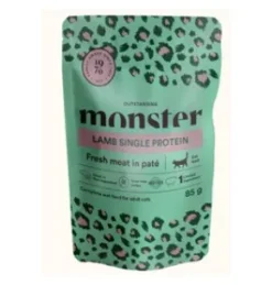Monster Adult Cat Pouches, Lamb, 8x85g