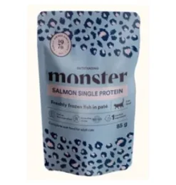 Monster Adult Cat Pouches, Salmon, 8x85g