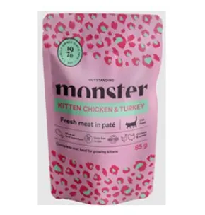 Monster Kitten Pouches Chicken/Turkey, 8x85g